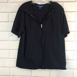 Karen Scott Adjustable Hoodie  ZIP Up Jacket